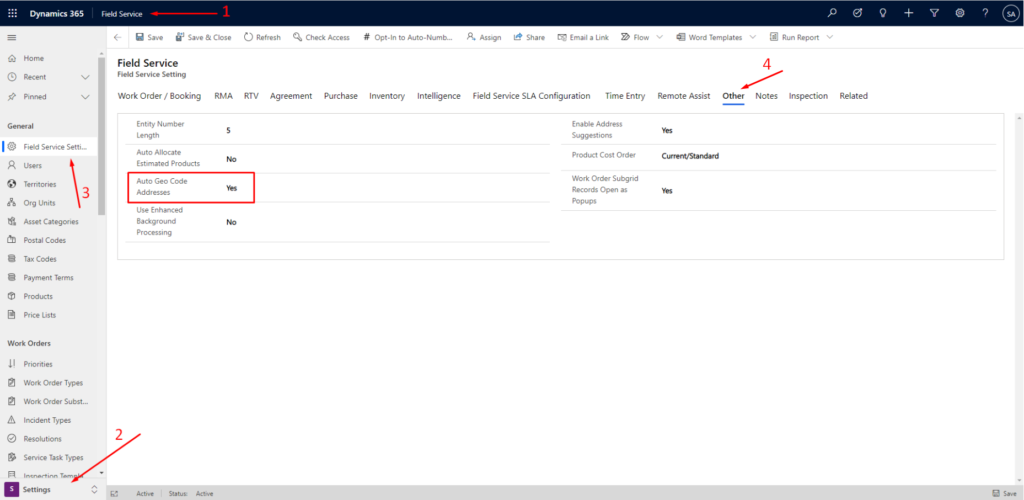 Enable automatic geocoding for Dynamics 365 Field Service